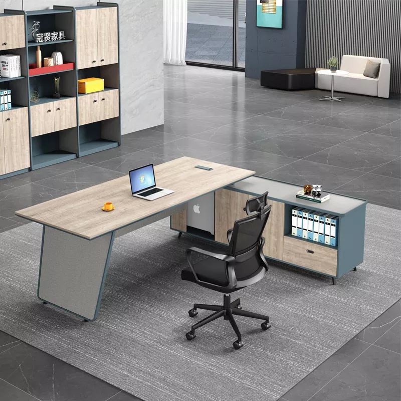 Muebles de oficina en inglés moderno, mesa de ordenador 12400, cajón, gerente, escritorio de oficina ejecutivo con mesa auxiliar