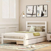 Muebles de dormitorio modernos, almacenamiento, cama individual de madera, marco de madera maciza