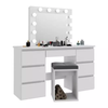 Tocador blanco brillante, mueble de madera con cajones, precio fatory, barato