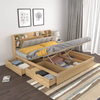 Cama de almacenamiento con elevación hidráulica, marco de madera tamaño queen moderno, con cabecero y cajones, camas de madera, juegos de muebles de dormitorio de diseño