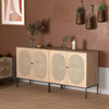 Aparador moderno tipo Buffet con puertas de ratán Natural hechas a mano, armario de almacenamiento, mesa consola, armario decorativo para comedor