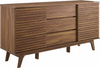 Aparador o mueble para TV estilo buffet Mid-Century moderno de nogal