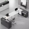Escritorio de oficina en forma de U de lujo simple moderno para 2 personas con escritorio de oficina y puesto de trabajo