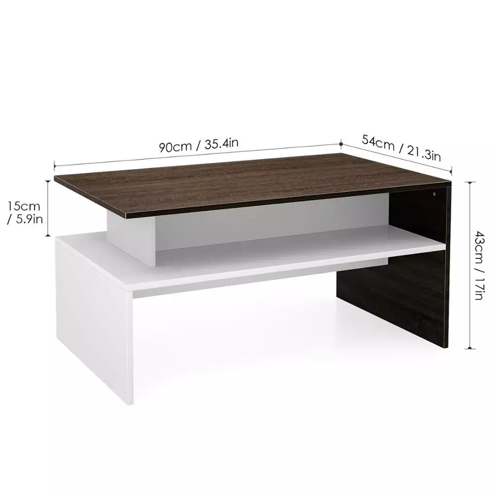 Mesa consola moderna, mesa de centro de almacenamiento Rectangular de 2 niveles, mesa con estante abierto para sala de estar, muebles para el hogar