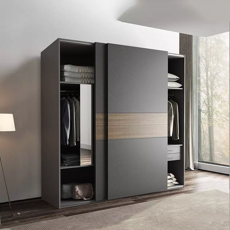 Armario de almacenamiento para dormitorio minimalista nórdico, armario con puertas correderas de madera, armario moderno