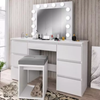 Tocador blanco brillante, mueble de madera con cajones, precio fatory, barato