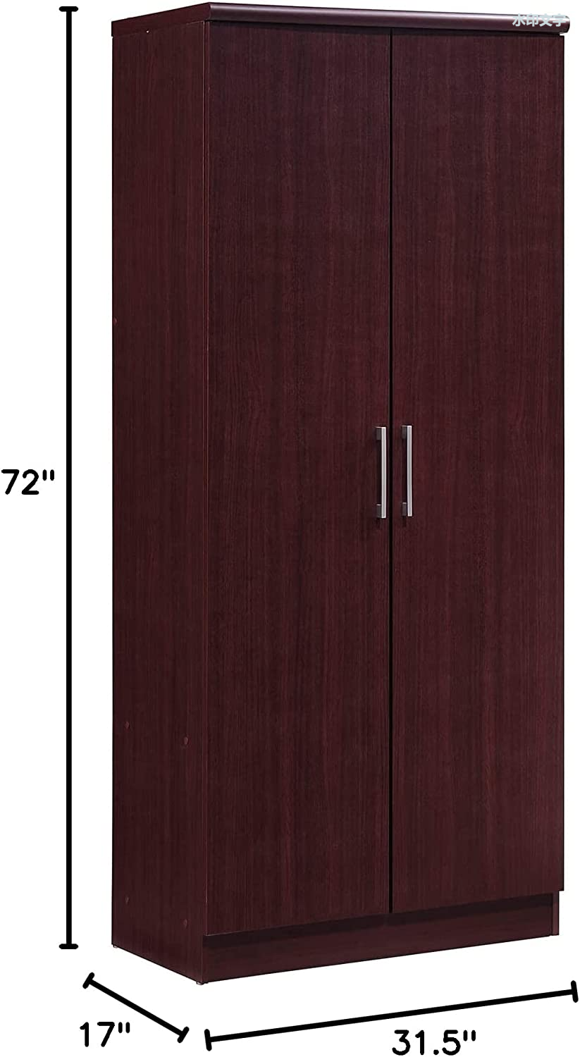 Armario de 2 puertas con estantes ajustables/extraíbles y barra para colgar